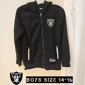 Big Boys XL 14-16 Las Vegas Raiders NFL Licensed Zip Up Hoodie Sweatshirt